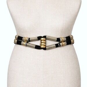 Vintage Tribal Beaded Cord Belt Adjustable 32–40 Inch